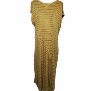 OSKA olive green striped hemp lagenlook‎ oversized maxi dress L/4